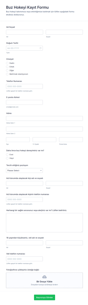 Buz Hokeyi Kayıt Form Şablonu