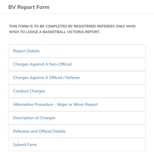 Basketball Referee Report Form Template