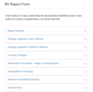 Basketball Referee Report Form Template