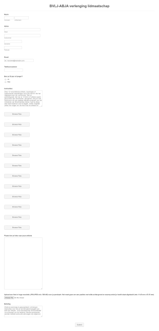 BVLJ ABJA Verlenging Lidmaatschap Form Template
