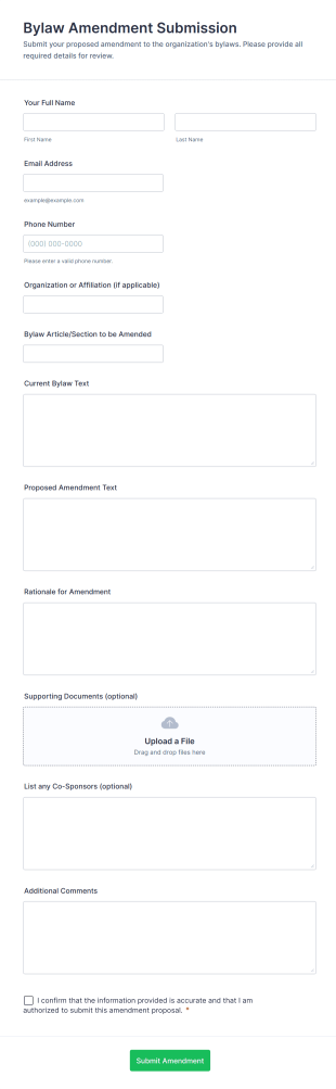 Bylaw Amendment Submission Form Template