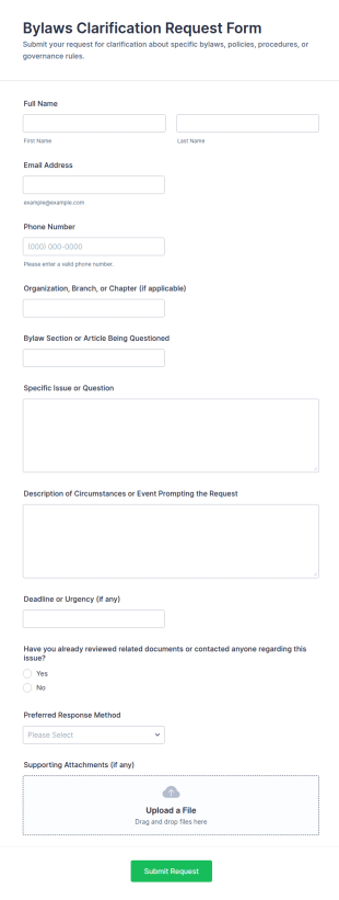 Bylaws Clarification Request Form Template