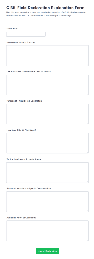 C Bit Field Declaration Explanation Form Template