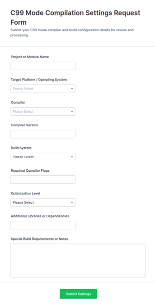 C99 Mode Compilation Settings Request Form Template