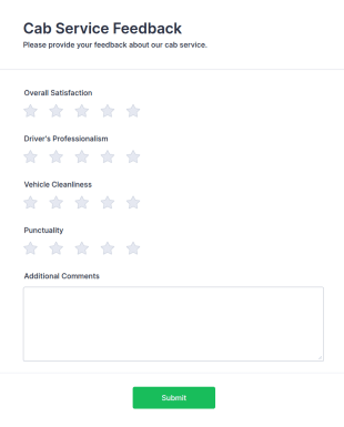 Cab Service Feedback Form Template