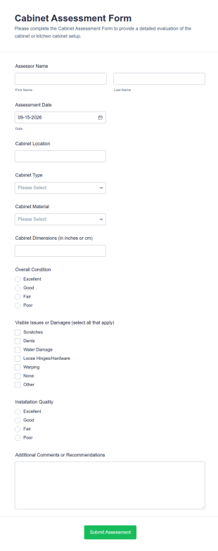 Cabinet Assessment Form Template