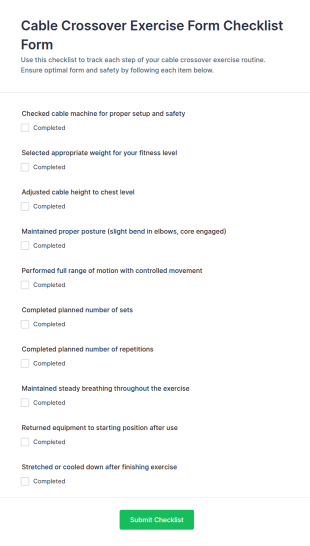 Cable Crossover Exercise Form Checklist