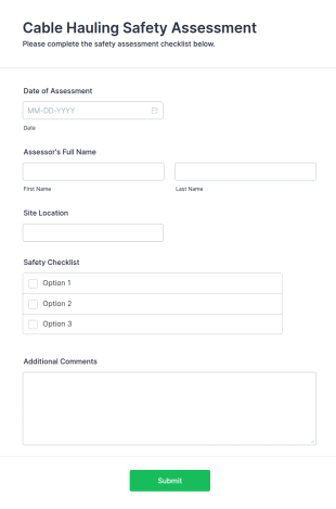 Cable Hauling Safety Assessment Form Template