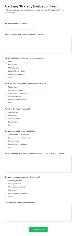 Caching Strategy Evaluation Form Template