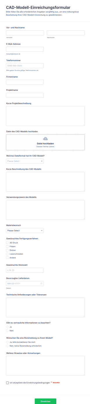 CAD Modell Einreichungsformular