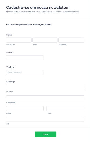 Cadastrar Em Newsletter