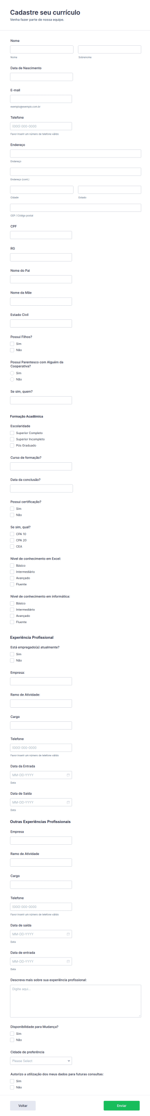 Cadastre Seu Currículo
