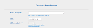 Cadastro De Ambulante