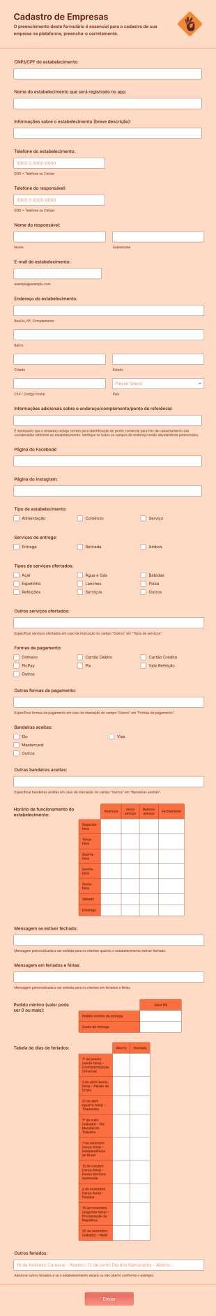 Cadastro De Empresas PEDIDA CERTA