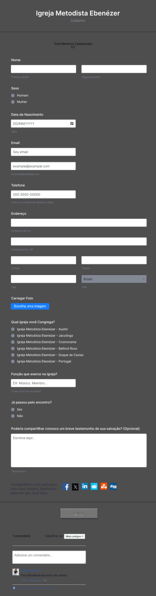 Cadastro De Membros (Usando) Form Template