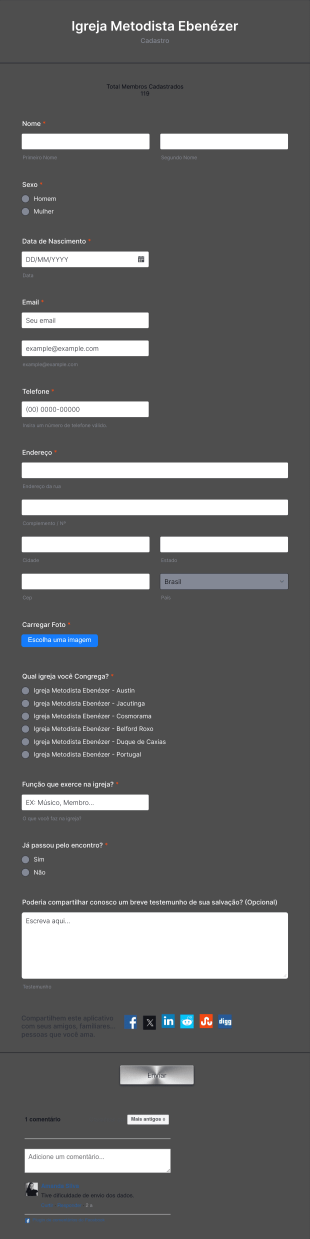 Cadastro De Membros (Usando) Form Template