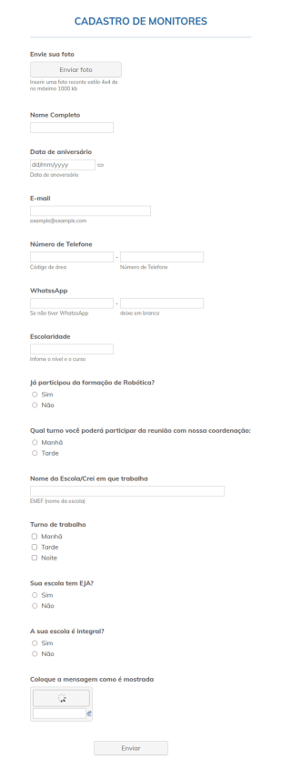 Cadastro De Monitores