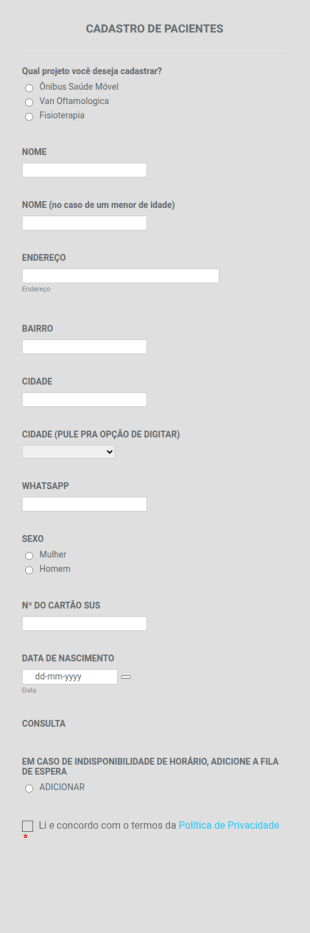 Cadastro De Paciente