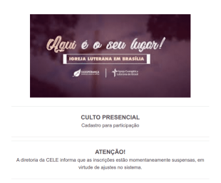 Cadastro De Participação Culto Presencial