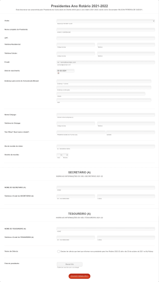 Cadastro De Presidentes Ano Rotário 2021 22 Form Template