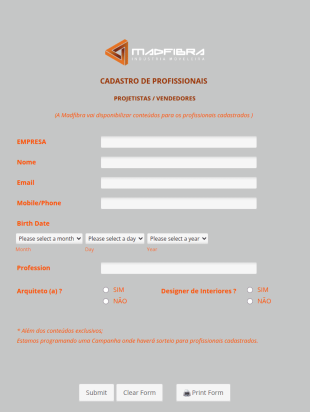 Cadastro De Profissionais