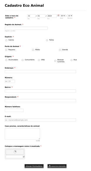 Cadastro Eco Animal Form Template