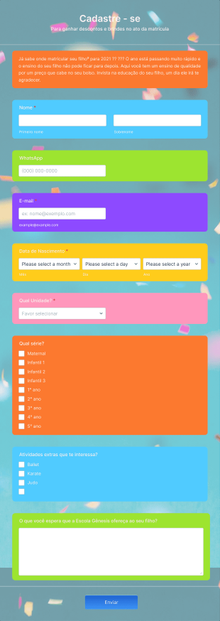 Cadastro Escola Gênesis  Form Template