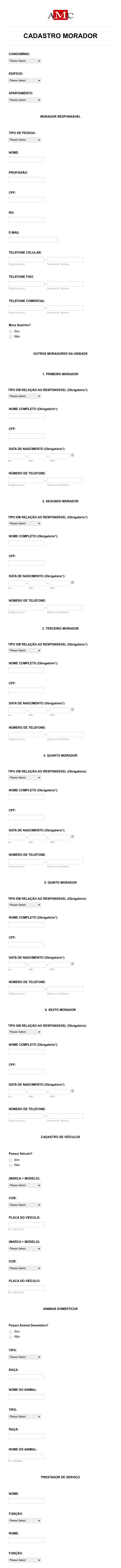 Cadastro Morador La Reserve