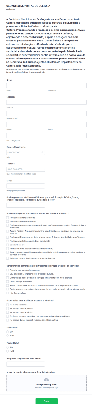 Cadastro Municipal Cultural