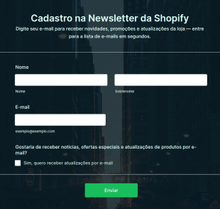 Cadastro Na Newsletter Da Shopify