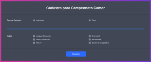 Cadastro Para Campeonato Gamer