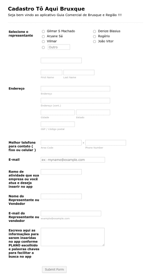 Cadastro Tô Aqui Bruxque