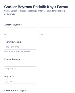 Cadılar Bayramı Etkinlik Kayıt Form Şablonu