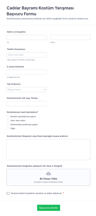 Cadılar Bayramı Kostüm Yarışması Başvuru Form Template
