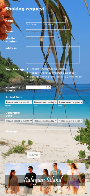 Booking Form With Image Background