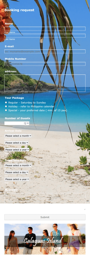 Booking Form With Image Background