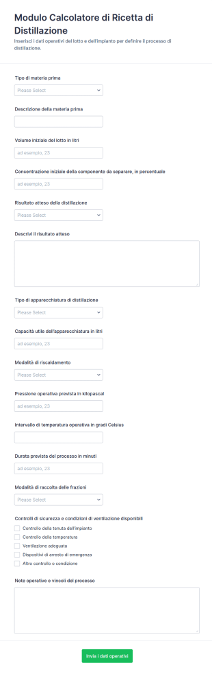 Calcolatore Di Ricette Di Distillazione