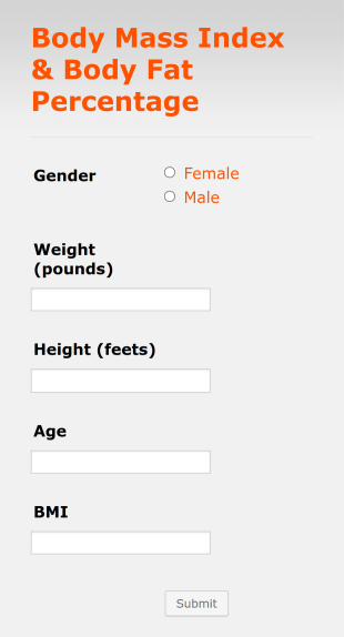 Calculate Body Mass Index And Body Fat Percentage Form Template
