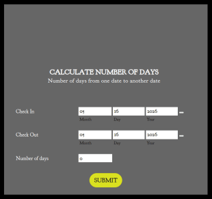 Calculate Number Of Days Grey And Responsive Form Template