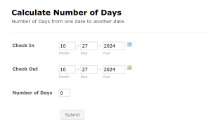 Number Of Days Calculation Form Template