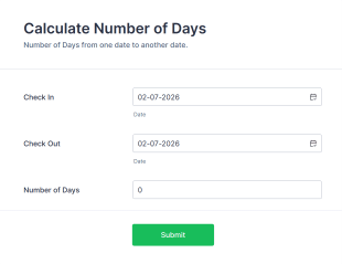 Number Of Days Calculation Form Template