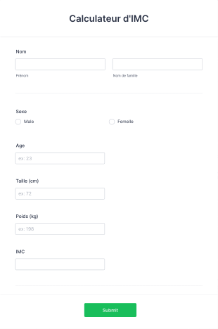 Calculateur D'IMC Form Template
