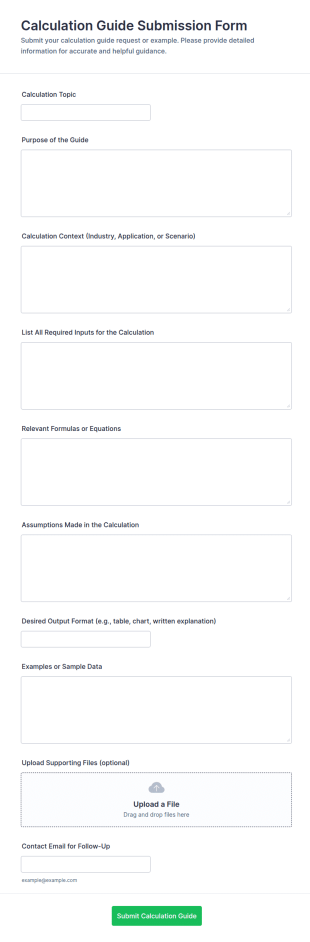 Calculation Guide Submission Form Template