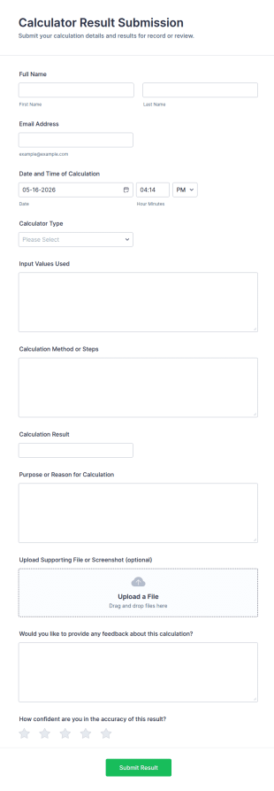 Calculator Result Submission Form Template