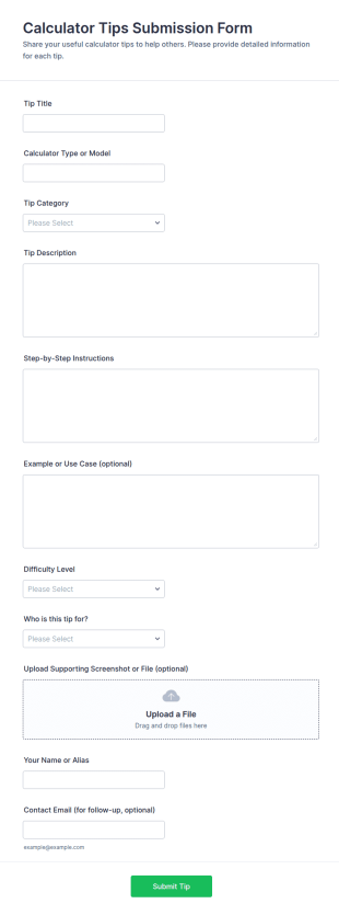 Calculator Tips Submission Form Template