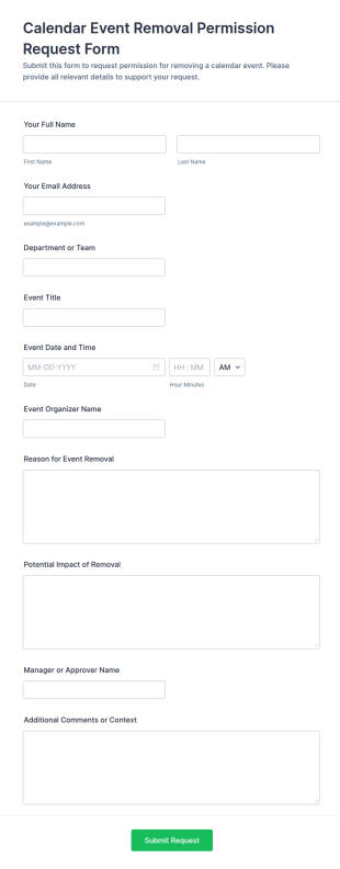 Calendar Event Removal Permission Request Form Template