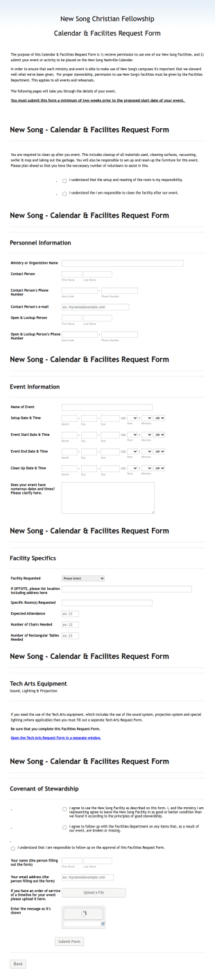 Facilities Request Form Template