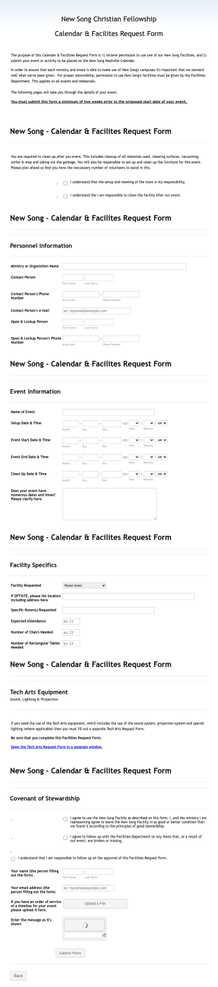 Facilities Request Form Template