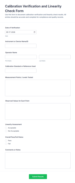 Calibration Verification And Linearity Check Form Template