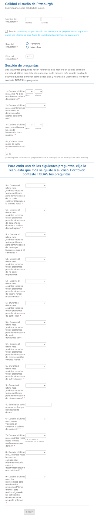 Calidad Del Sueño De Pittsburgh Form Template